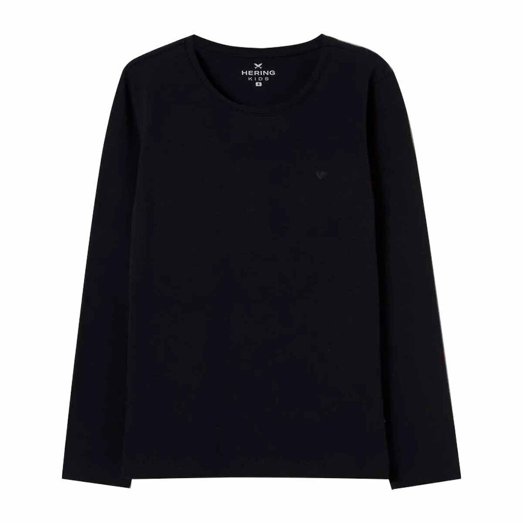 Blusa Hering Infantil Básica Feminino Manga Longa Com Patch Preta