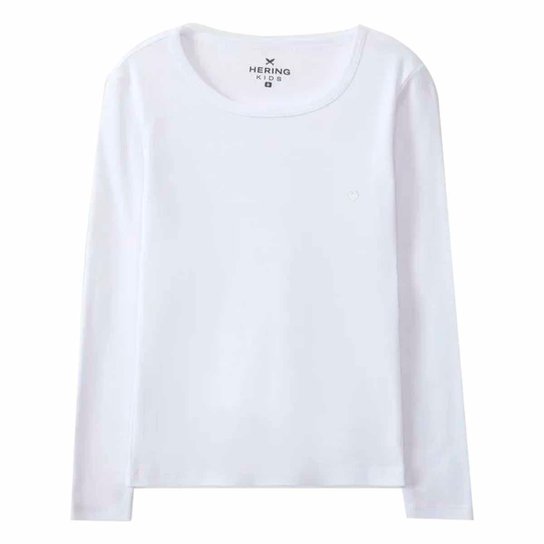 Blusa Hering Infantil Básica Menina Manga Longa Branca
