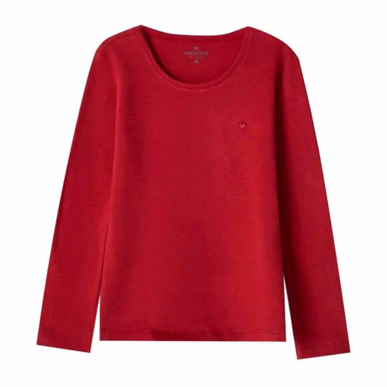 Blusa Hering Infantil Básica Menina Manga Longa Vinho