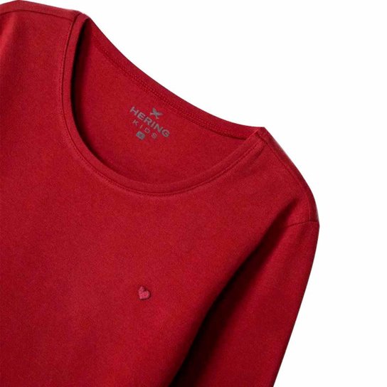 Blusa Hering Infantil Básica Menina Manga Longa Vinho