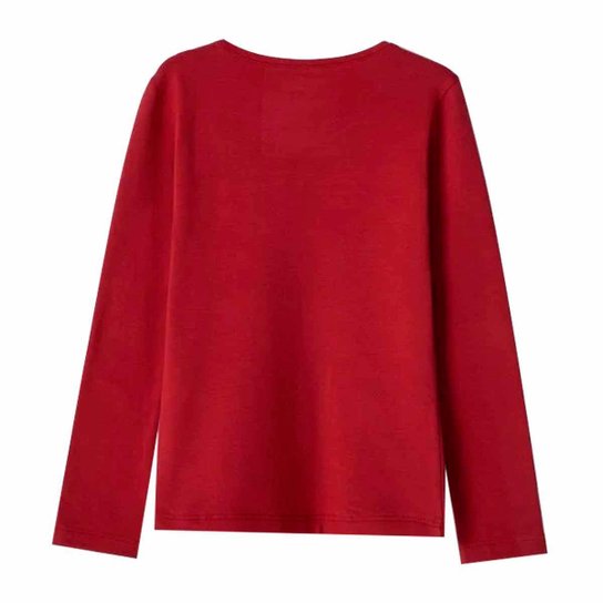 Blusa Hering Infantil Básica Menina Manga Longa Vinho