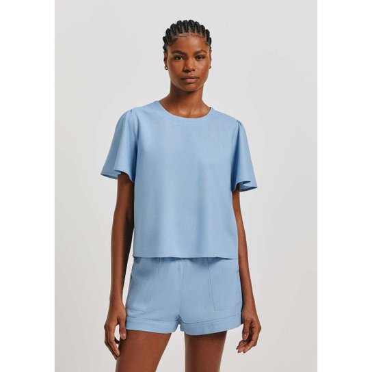 Blusa Hering Manga Morcego Em Viscose Feminina - Azul Menor preço em Blusa Hering Manga Morcego Em Viscose Feminina - Azul
