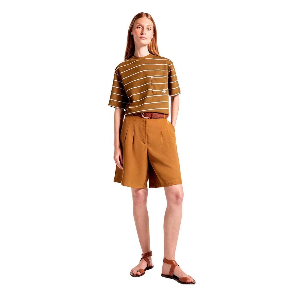Blusa Hering Marrom De Listrada Com Bolso