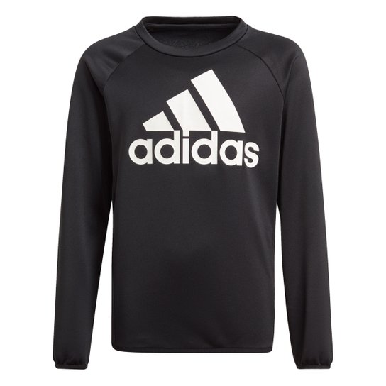 Blusa Infantil Adidas Essentials Manga Longa Masculina - Preto+Branco Menor preço em Blusa Infantil Adidas Essentials Manga Longa Masculina - Preto+Branco