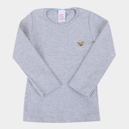 Blusa Infantil Costão Básica Manga Longa Feminina - Mescla Menor preço em Blusa Infantil Costão Básica Manga Longa Feminina - Mescla