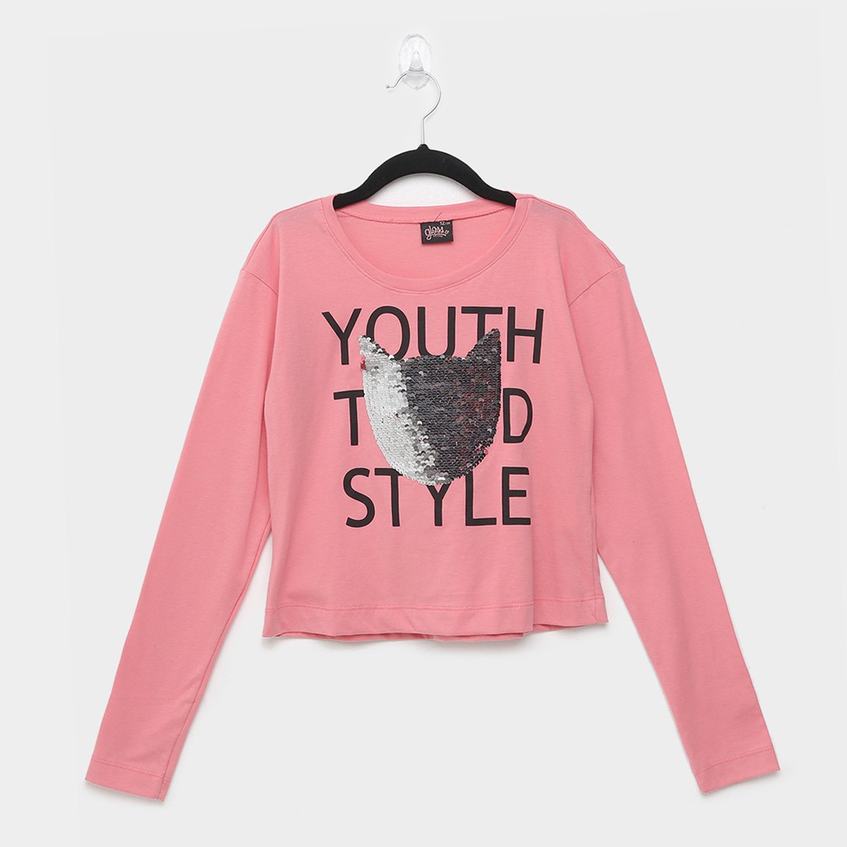 Blusa Infantil Gloss Paete Manga Longa Feminina Rosa Netshoes