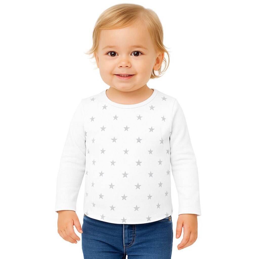 Blusa Infantil Manga Longa com Estampa de Estrelinhas Kyly