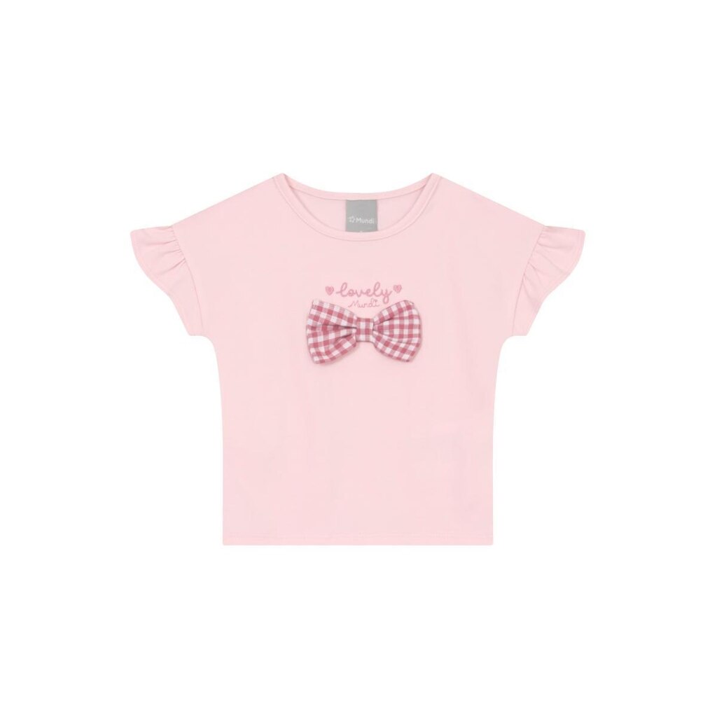 Blusa infantil menina com laço xadrez Mundi