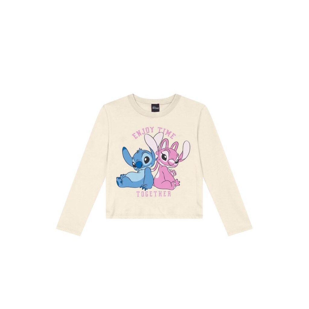 Blusa infantil menina do Stitch com glitter Brandili