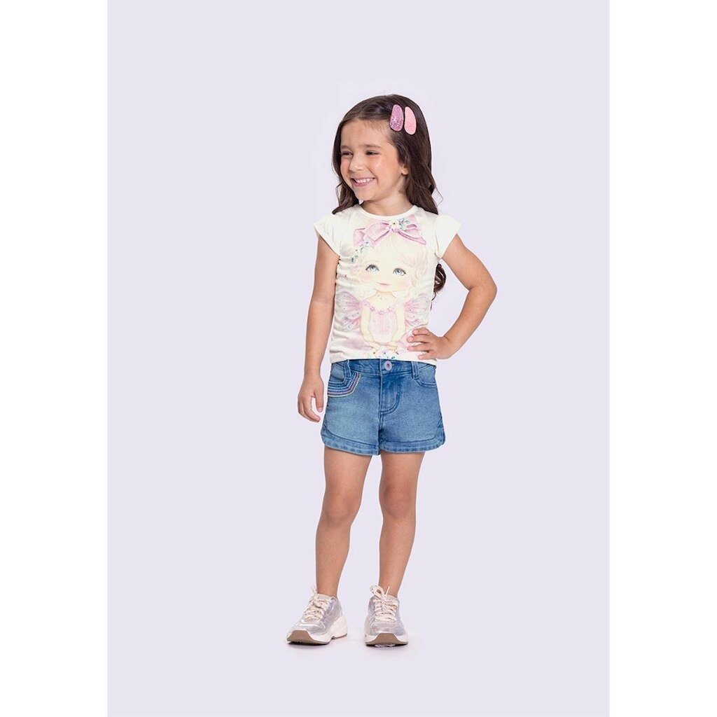 Blusa Infantil Menina em Malha Aveludada Estampada