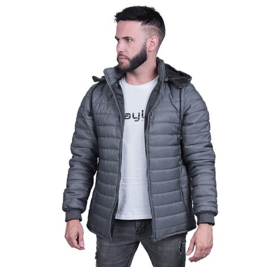 Blusa Jaqueta Masculina Bobojaco de Frio Puffer Inverno - Grafite Menor preço em Blusa Jaqueta Masculina Bobojaco de Frio Puffer Inverno - Grafite