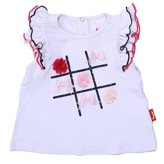 Blusa Jokenpô Bebê Jogo Laço e Flor - Branco