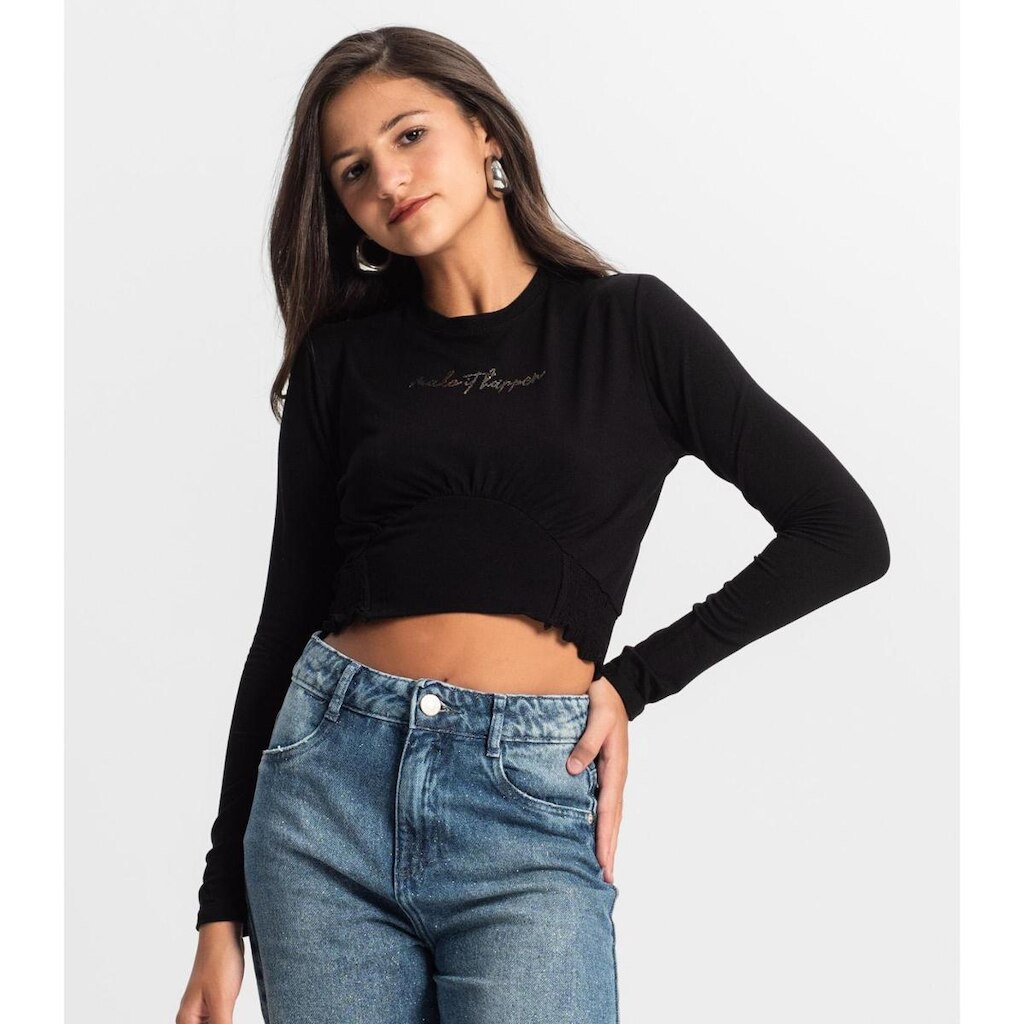 Blusa Juvenil Manga Longa Minty