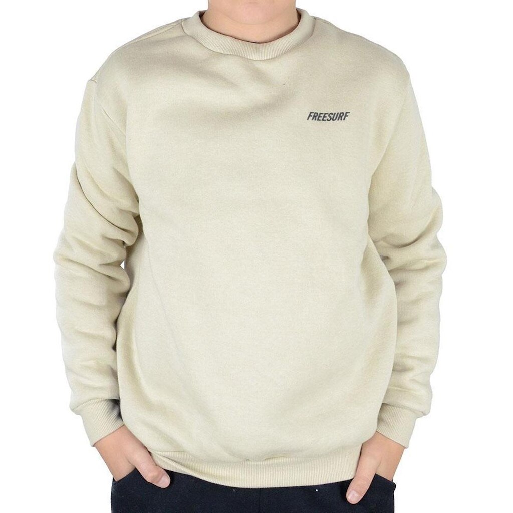 Blusa Juvenil Menino Freesurf Moletom Bege - 13100
