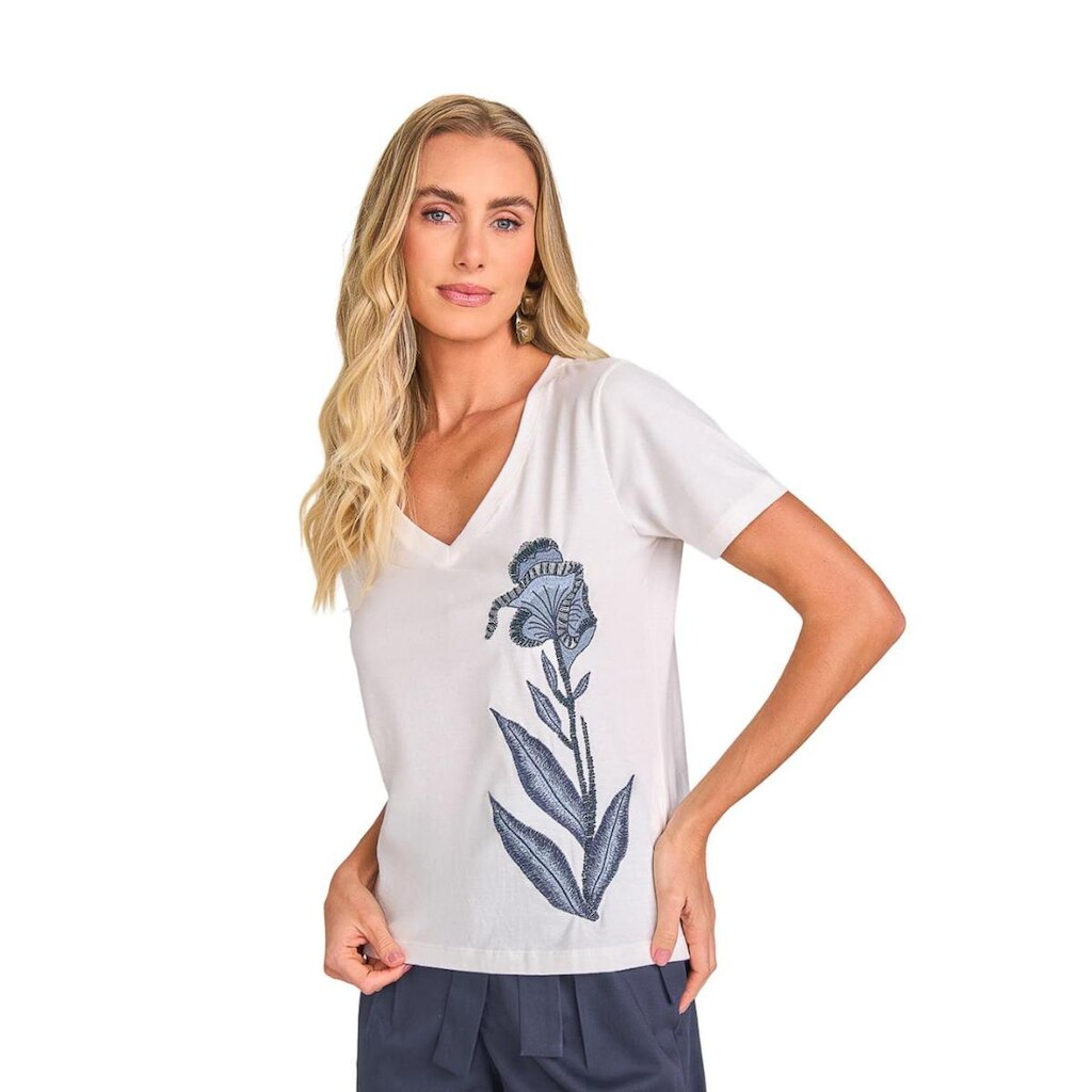 Blusa Lado Avesso Bordada Branco Tam. M