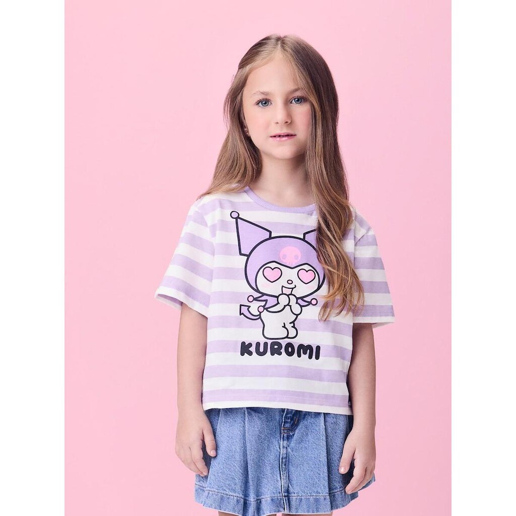 Blusa Listrada Kuromi Hello Kitty Momi