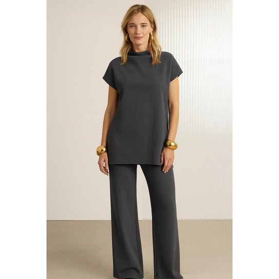 Blusa Lunender Alongada Com Gola Alta
