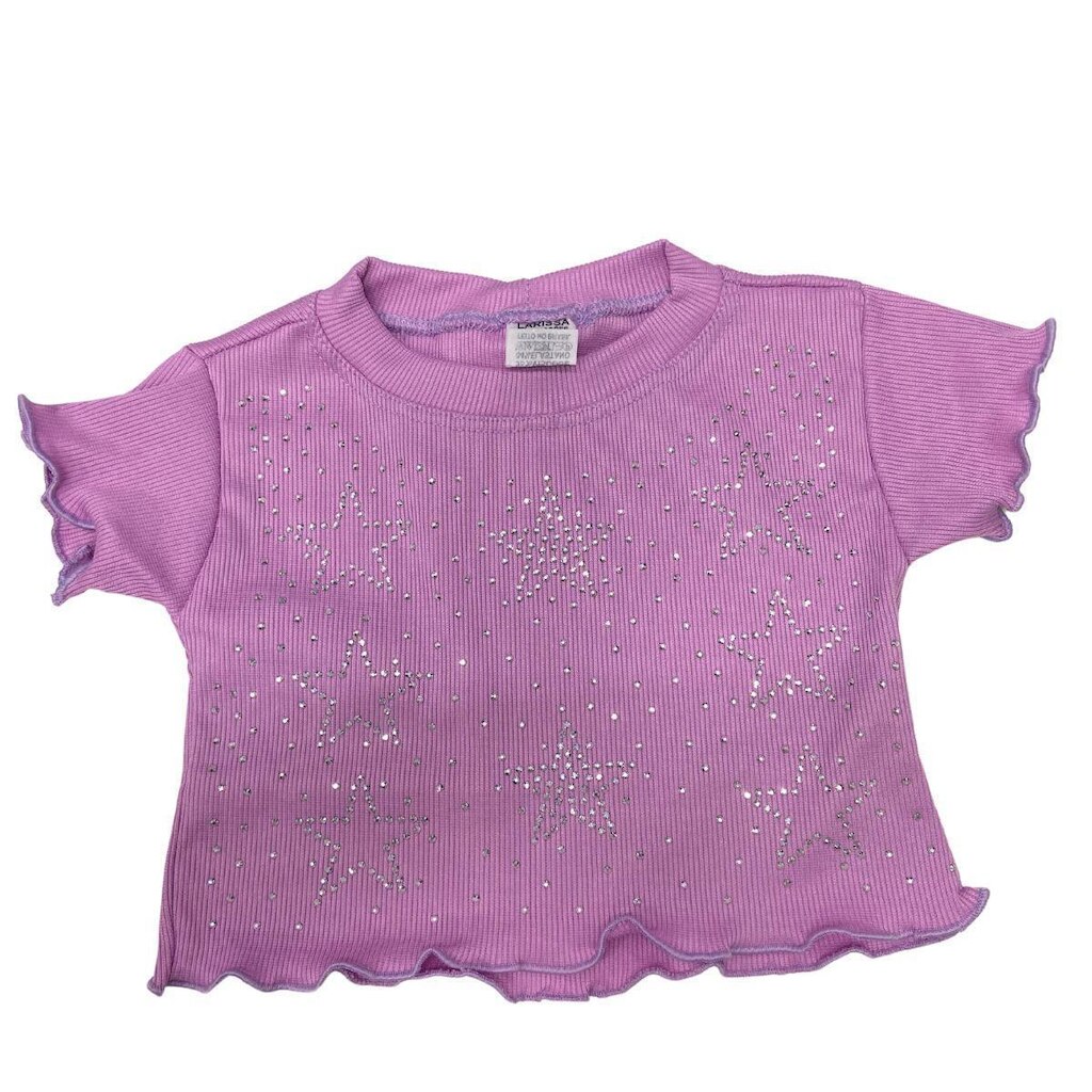 Blusa Magic Sky Kids Infantil Manga Curta Básica Com Strass Feminina