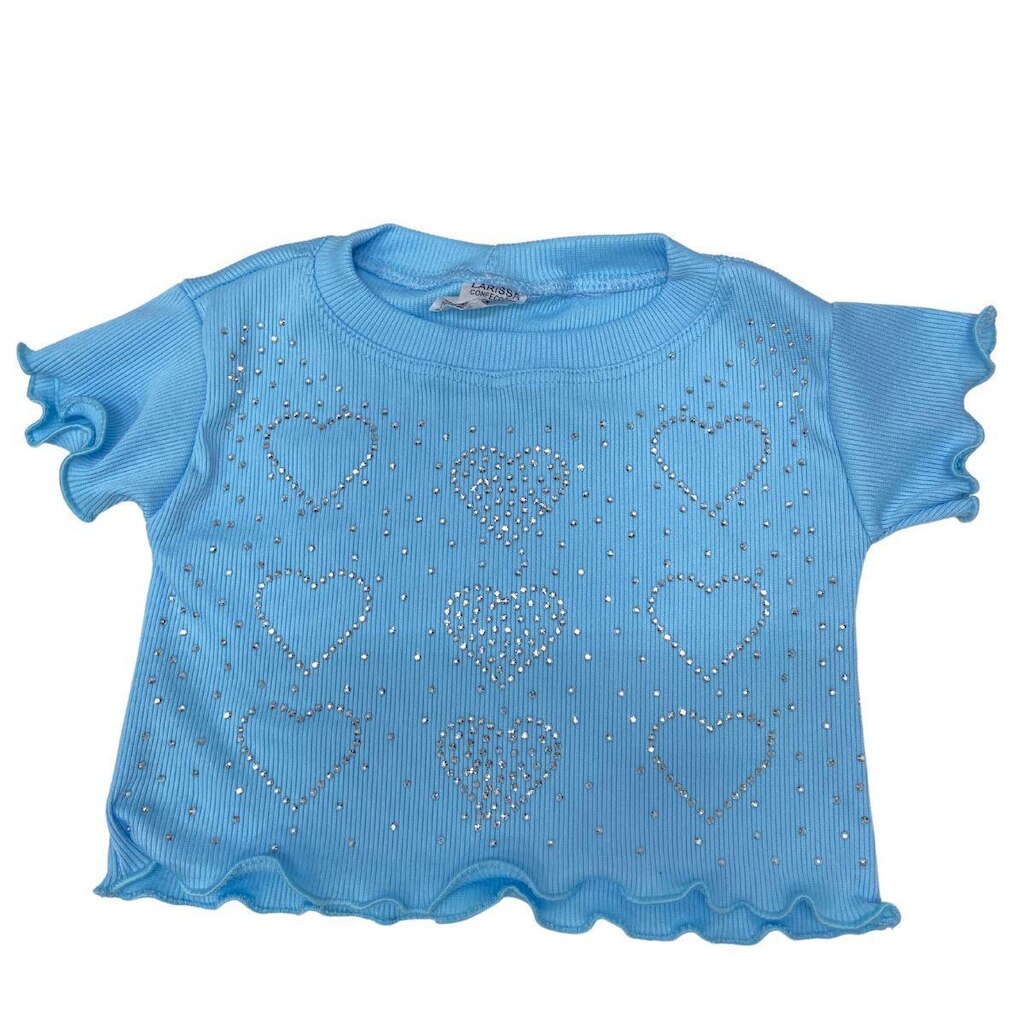 Blusa Magic Sky Kids Infantil Manga Curta Básica Com Strass Feminina