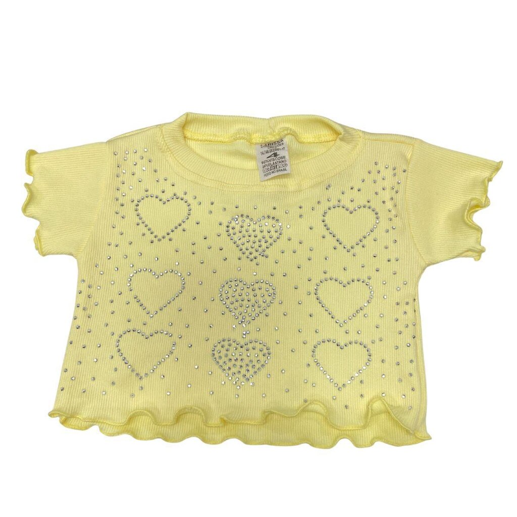 Blusa Magic Sky Kids Infantil Manga Curta Básica Com Strass Feminina