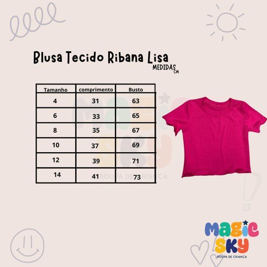 Blusa Magic Sky Manga Curta Básica Menina