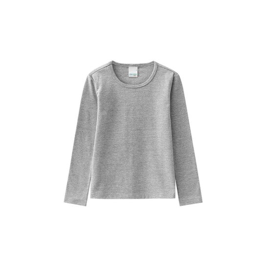 Blusa Malwee Básica Infantil Feminina - Cinza Menor preço em Blusa Malwee Básica Infantil Feminina - Cinza