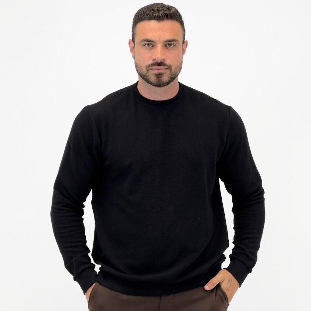 Blusa Malwee Canelada Manga Longa Gola Redonda Masculina