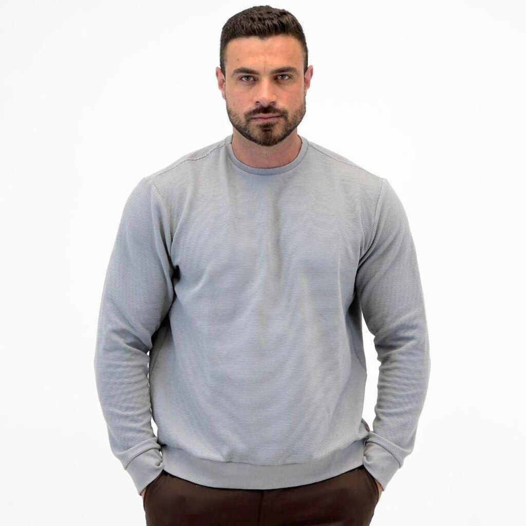 Blusa Malwee Canelada Manga Longa Gola Redonda Masculina