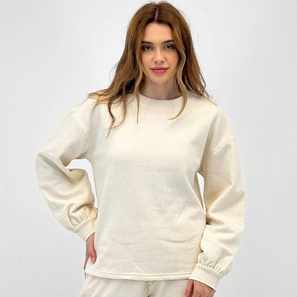 Blusa Malwee Fechada Oversized de Moletom Feminina