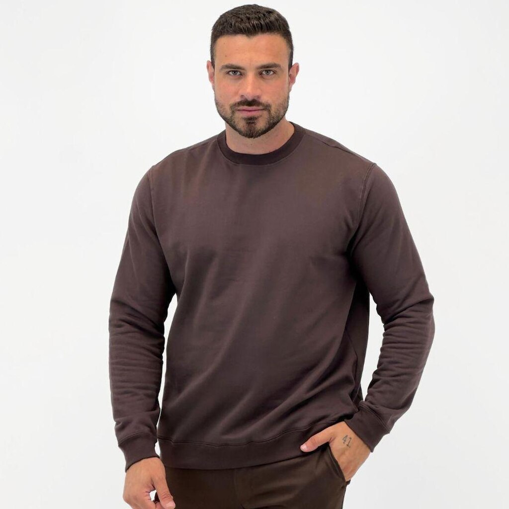 Blusa Malwee Moletom Fechada Básica Gola Redonda Masculina