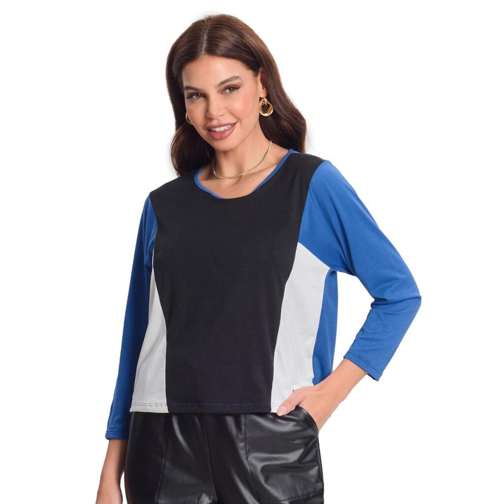Blusa Manga 7/8 Rovitex Azul
