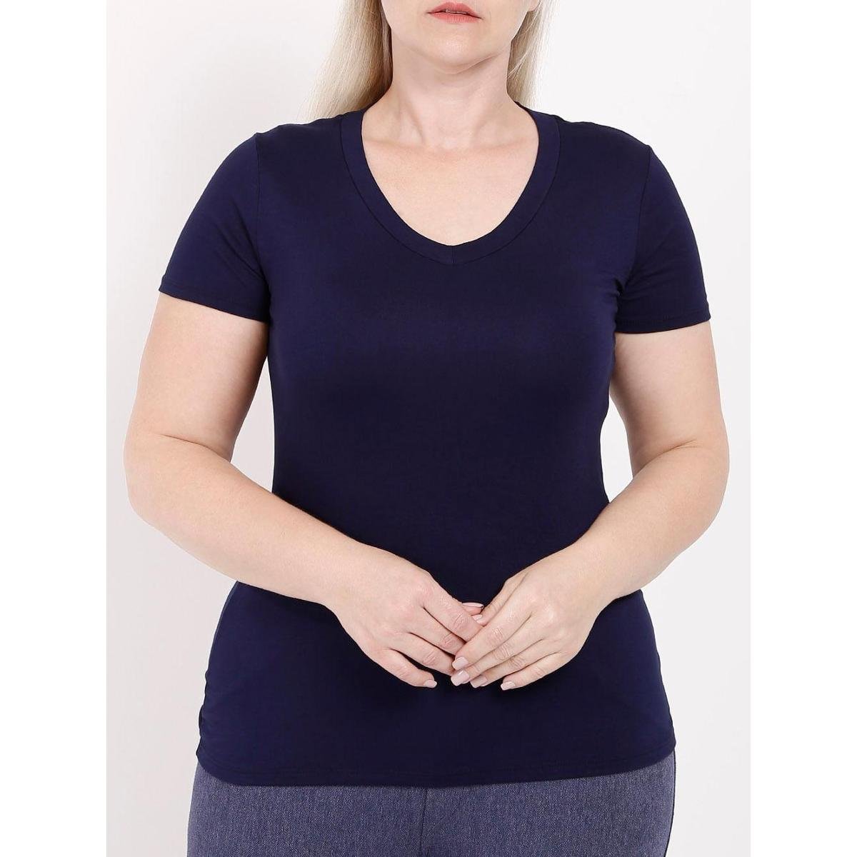 blusa azul marinho plus size
