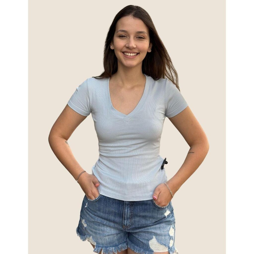 Blusa Manga Curta Decote V Usemodo