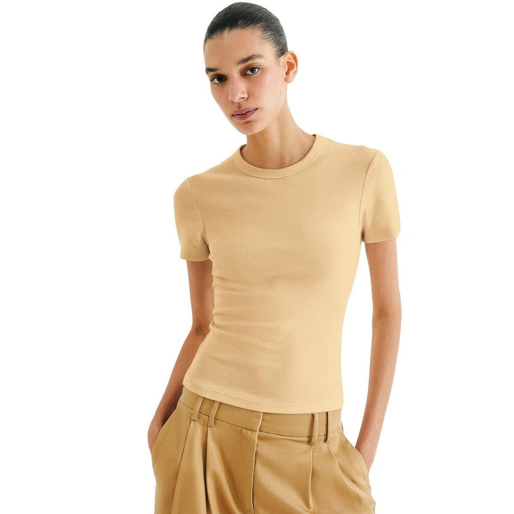 Blusa Manga Curta Hering Ribana Amarela