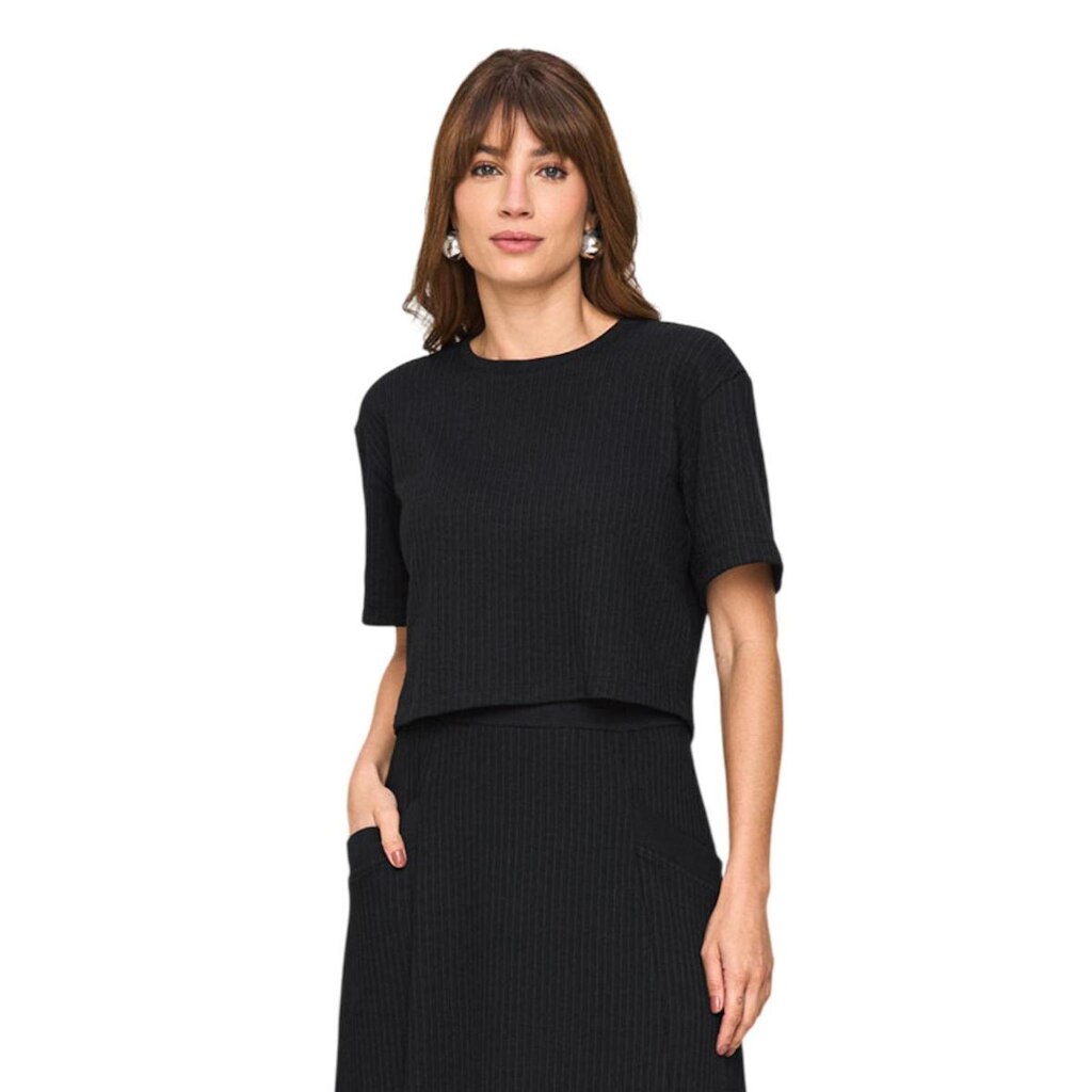 Blusa Manga Curta Lado Avesso Cropped L130603