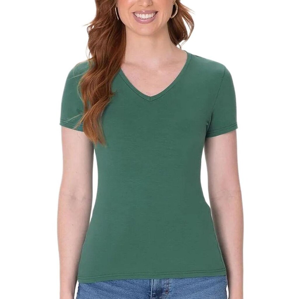 Blusa Manga Curta Malwee 1000004502 Feminina Decote V Algodão T. P/XGG