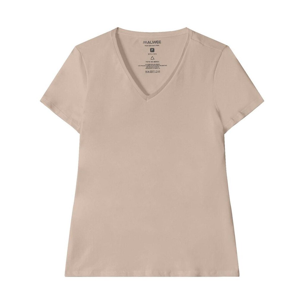 Blusa Manga Curta Malwee 1000004502 Feminina Decote V Algodão T. P/XGG