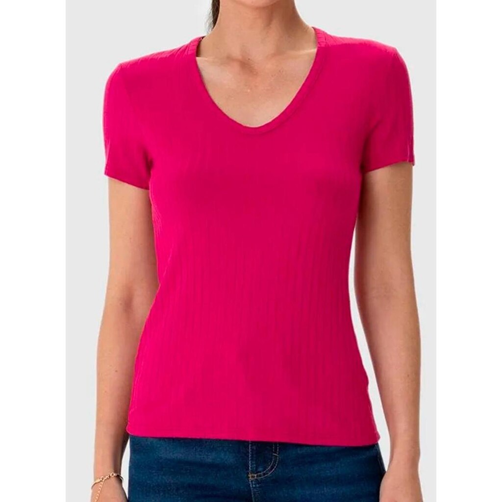 Blusa Manga Curta Malwee 1000127045 Feminina Canelada Viscose T. P/XGG