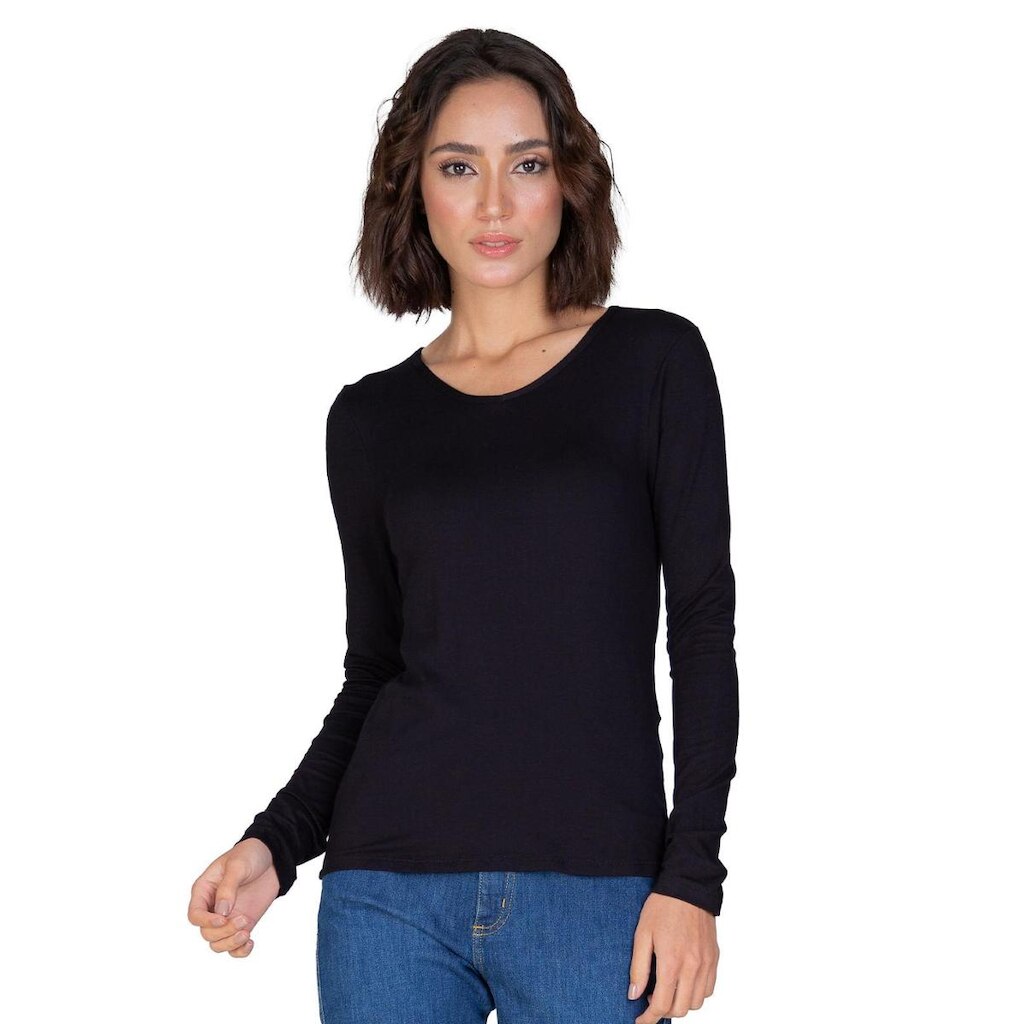 Blusa Manga Longa Básica Select Preto
