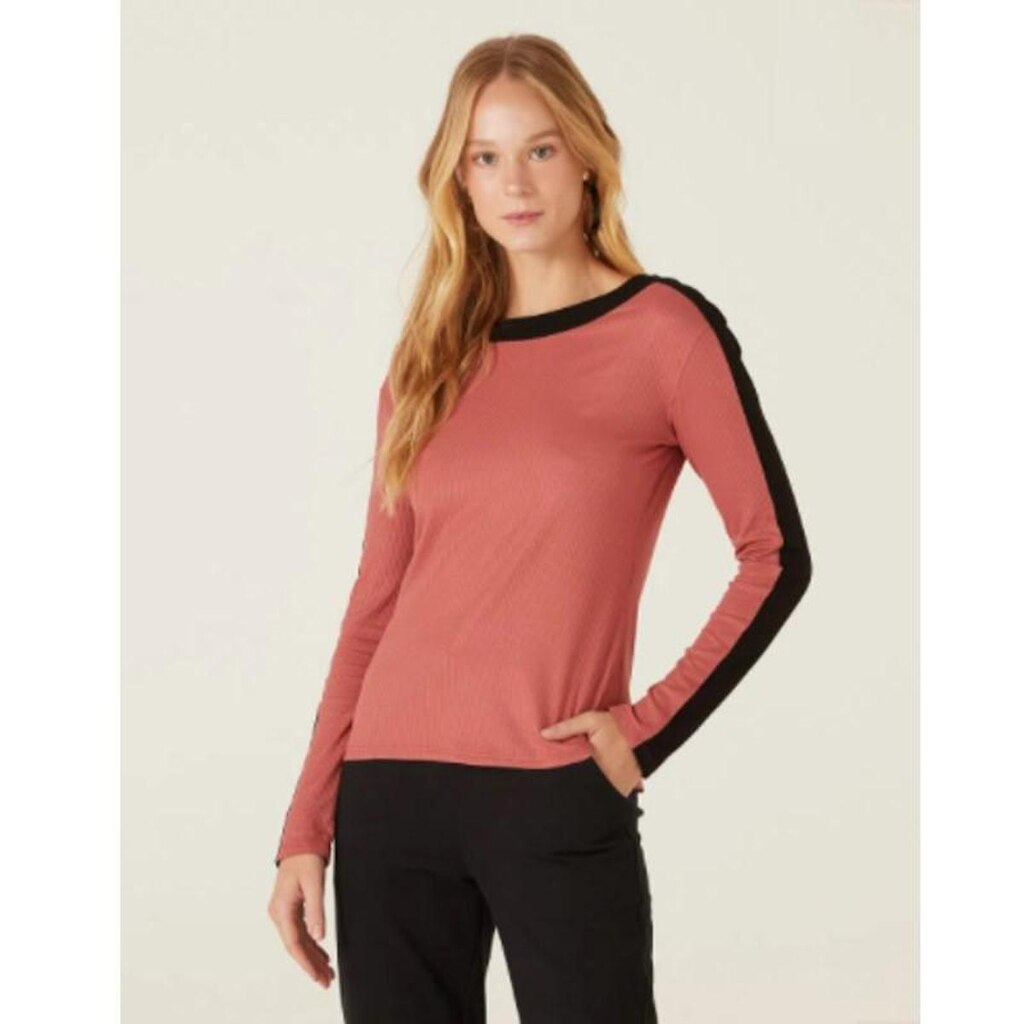 Blusa manga longa canelada Malwee