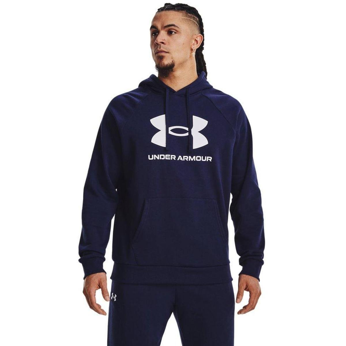 Blusa Manga Longa de Treino Masculina Under Armour Rival Fleece GG Azul