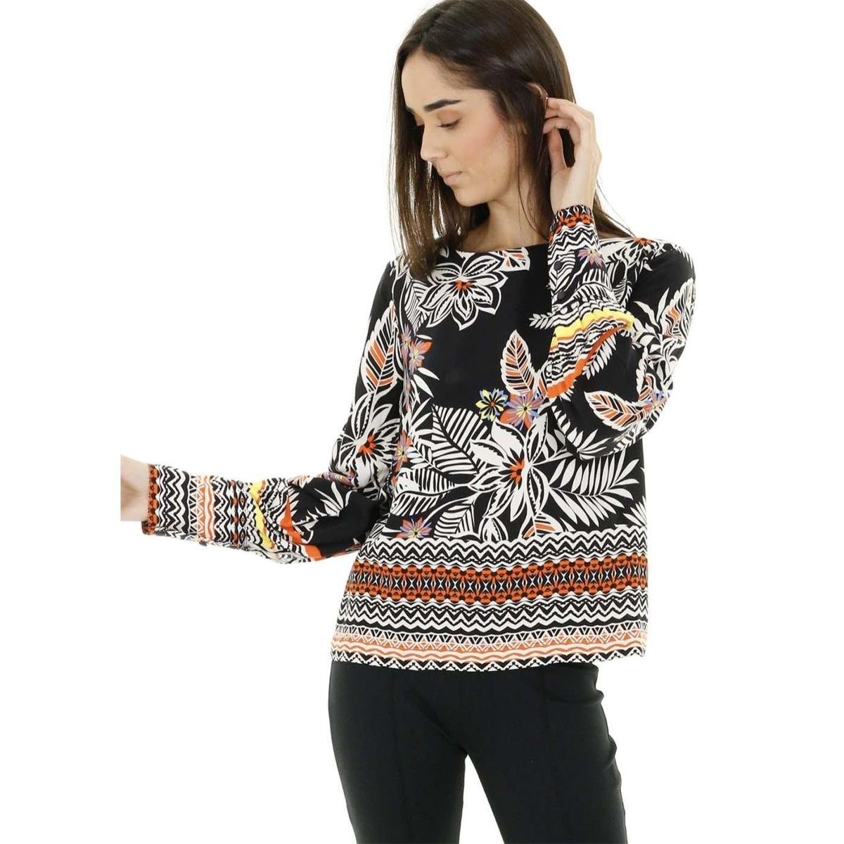 blusa de manga longa estampada