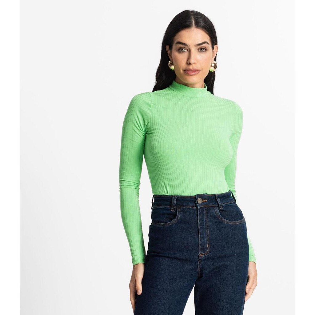 Blusa Manga Longa Feminina Canelada Select Verde