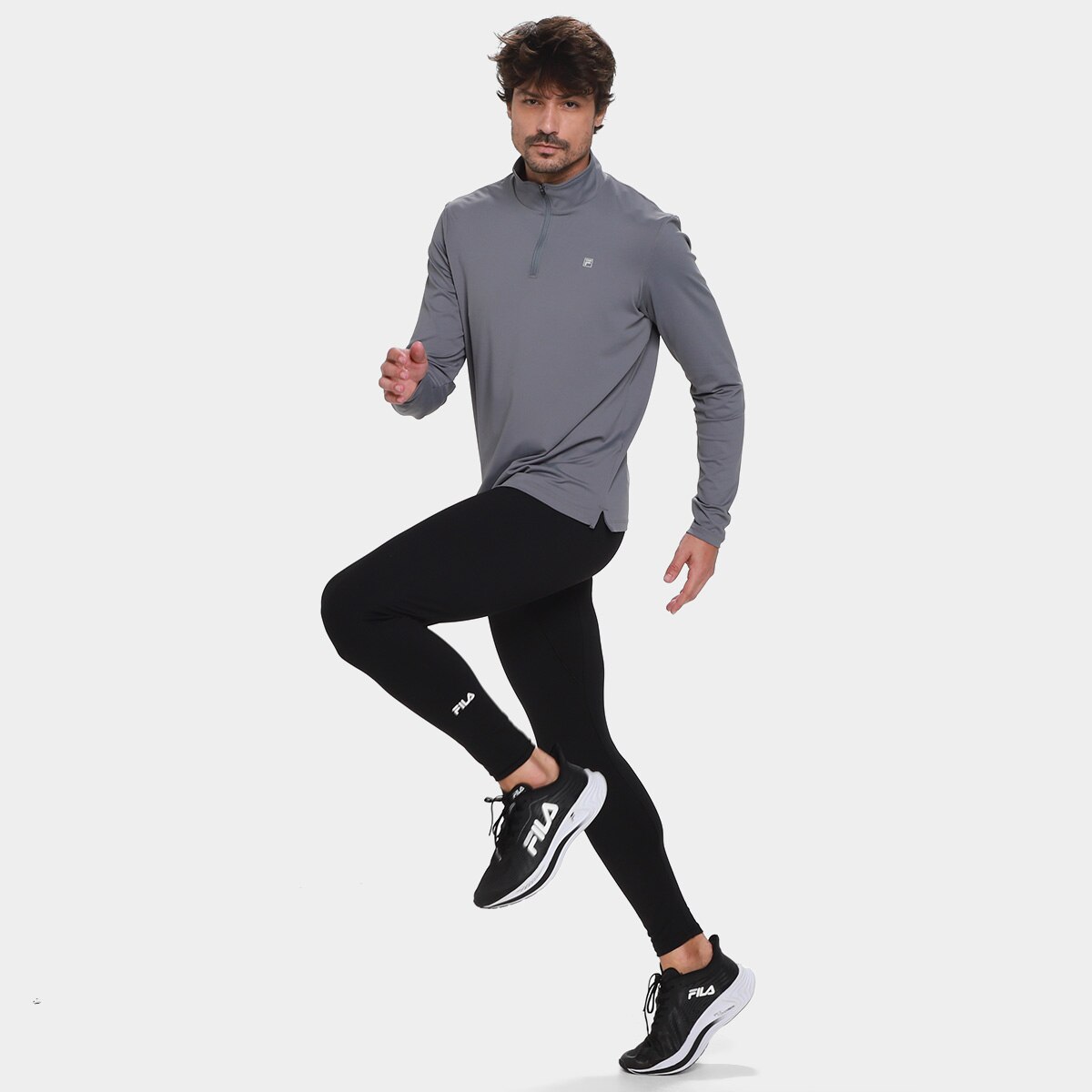 Blusa Manga Longa Fila Half Com Zíper Life Masculina - 3