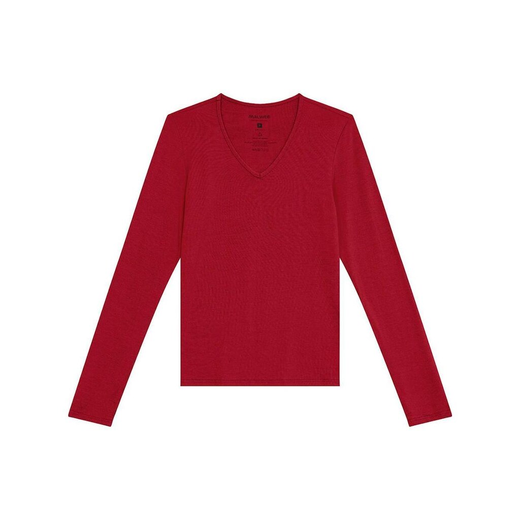 Blusa Manga Longa Malwee 1000054823 Feminina Decote V Viscose T. P/XGG