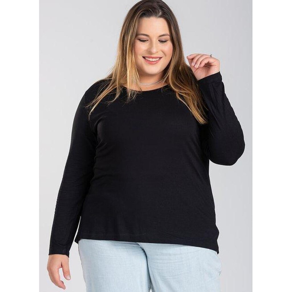 Blusa Manga Longa Mullet Feminina Plus Size em Malha de Viscose com Elastano - Serena
