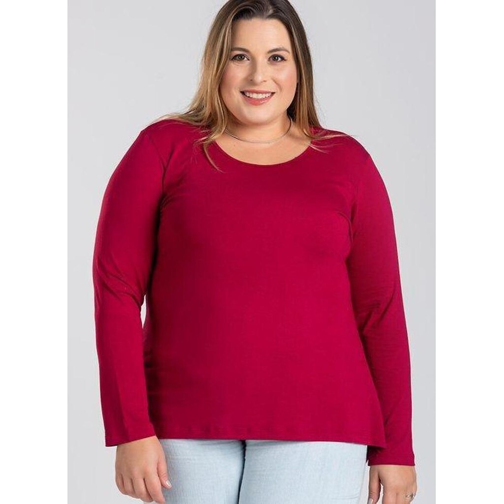 Blusa Manga Longa Mullet Feminina Plus Size em Malha de Viscose com Elastano - Serena