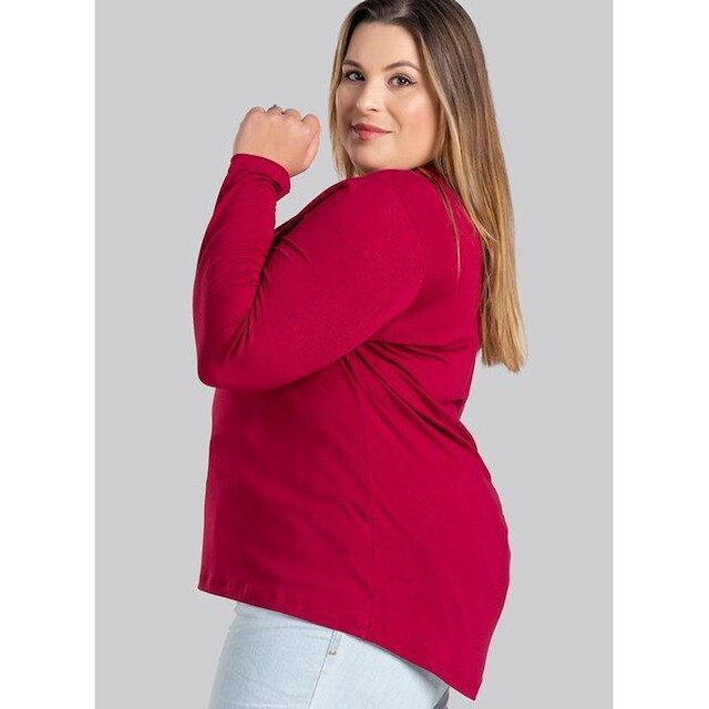 Blusa Manga Longa Mullet Feminina Plus Size em Malha de Viscose com Elastano - Serena