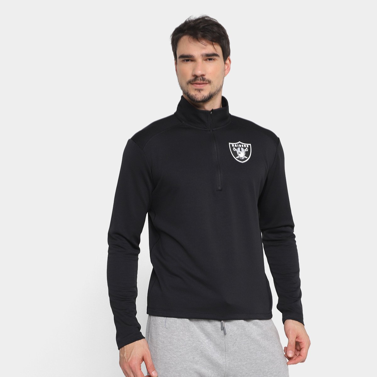 Blusa Manga Longa NFL Las Vegas Raiders Nike Logo Pacer Masculina Menor preço em Blusa Manga Longa NFL Las Vegas Raiders Nike Logo Pacer Masculina
