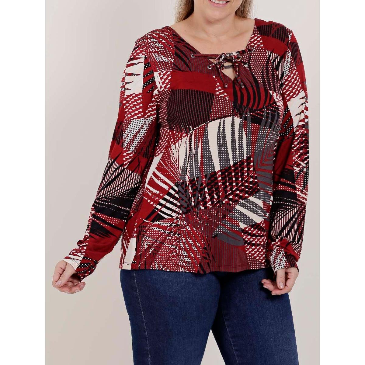 blusas manga longa plus size
